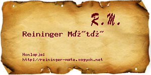 Reininger Máté névjegykártya